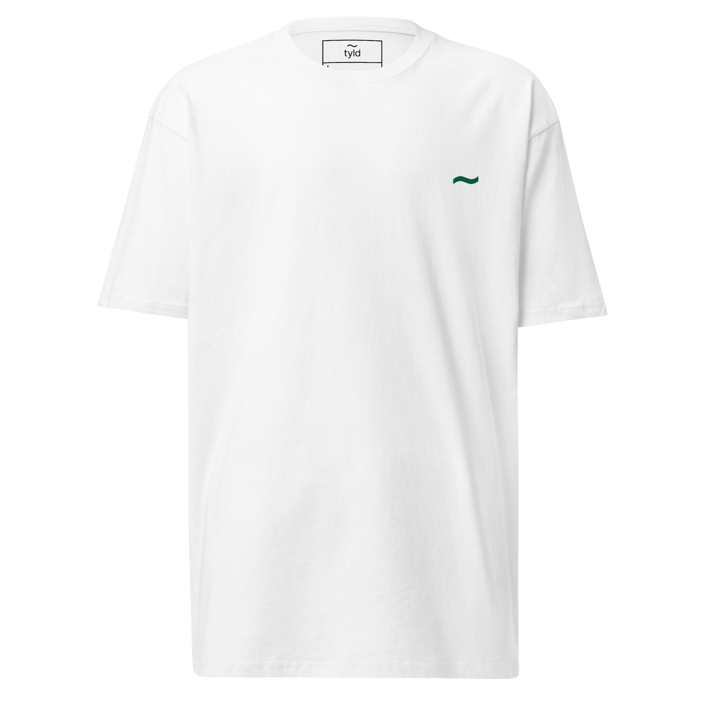White Tee - Bottle Green Logo