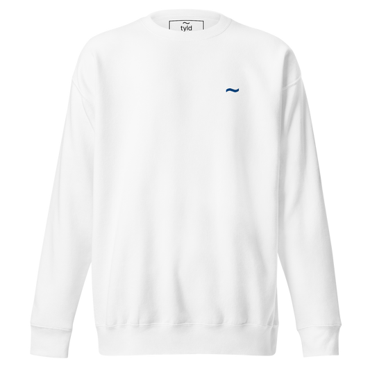 White Sweatshirt - Navy Logo