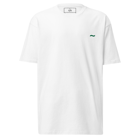 White Tee - Bottle Green Logo
